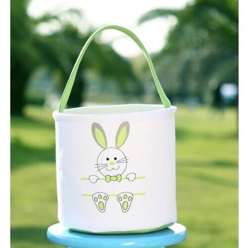 50pcs/lot Wholesale Canvas Easter Buckets Personalized Easter Bunny Basket Blank Easter Tail Baskets SN3657