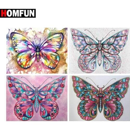 HOMFUN Full Square/Round Drill 5D DIY Diamond Painting "Animal butterfly" 3D Embroidery Cross Stitch 5D Home Decor Gift