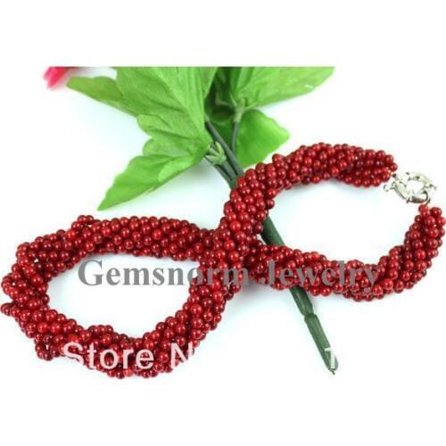 Free Shipping Charms Red Coral Necklace Lady Jewelry Strands Coral Jewelry New Arrival Wholesale&Retail CNR001