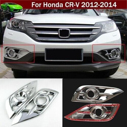 For Honda CRV CR-V 2012 2013 2014 2pcs ABS Chrome Front Fog Light Lamp Frame Cover Trim