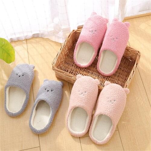 Home Cotton Slippers Womens Indoor Household Warm Antiskid Soft Soled Couple Plush Slippers Mens Autumn Winter Female Slippers