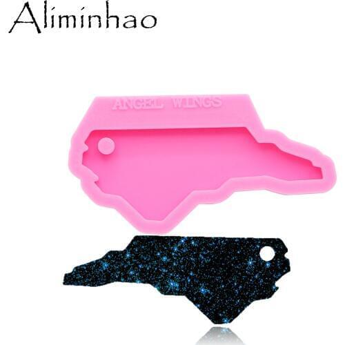 DY0218 Shiny us State North Carolina Silicone Molds DIY epoxy mould silicon Resin Crafting keychains Mold