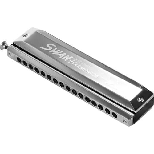 Swan SW-1664 16 Holes Chromatic Harmonica C Key 64 Tones Mouth Organ with Storage Case and Cleaning Cloth for Kids & Adults
