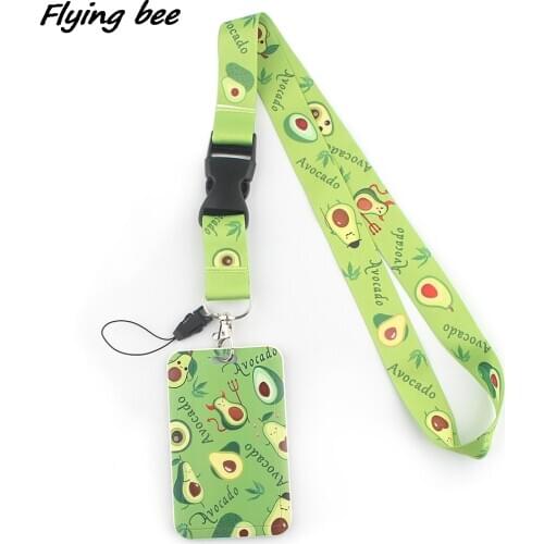 Flyingbee X1382 Summer Avocados Lanyard Credit Card ID Holder Bag Student Women Travel Bank Bus Business Card Cover Badge