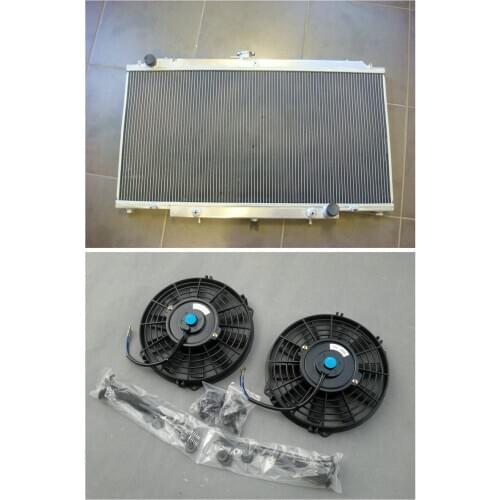 3 Row Aluminum Radiator + 2*Fan 1997+ For Nissan GU PATROL Y61 PETROL Automatic High Performance