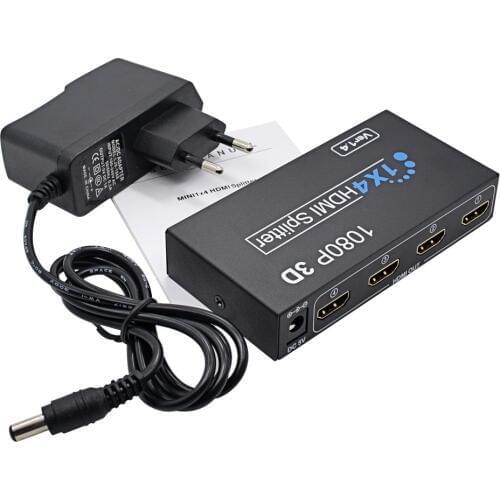 HD 1080P 1X4 for HDMI Switch Switcher 1 in 4 Out HDCP Splitter 3D 4 Port Hub Amplifier for PC HDTV DVD