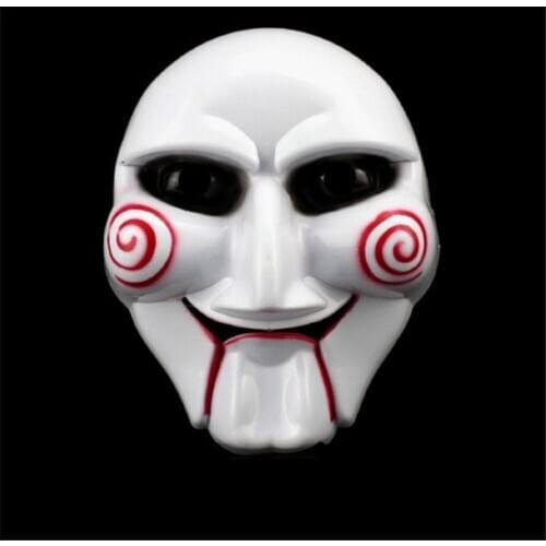 Movie Saw Chainsaw Massacre Jigsaw Puppet Masks Plastic Creepy Halloween Horror Scary Mask Horror Ball Party Cosplay Props