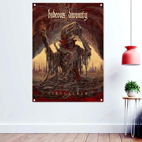 SIMULACRUM Dark Artwork Banners Tapestry Horror Skull Tattoos Posters Macabre Art Background Wall Hanging Hard Rock Music Flags