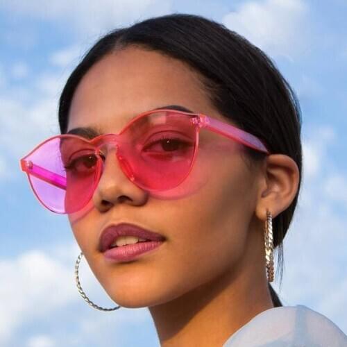 Candy Color Sunglasses Ladies Fashion Rimless Sun Glasses Colorful Oval Designer Women Eyewear