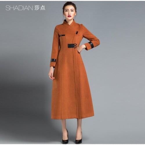 New Cashmere Stand Collar Long Overcoat in Autumn and Winter of 2021