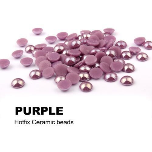 Hotfix Ceramic rhinestone Purple 6mm Iron-on half round pearls 300pcs/lot free shipping