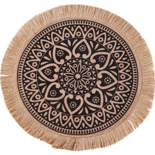 Cotton Linen Table Mat Bowl Mats Retro Style Insulation Non-slip Placemat For Dining Table Kitchen Home Decor