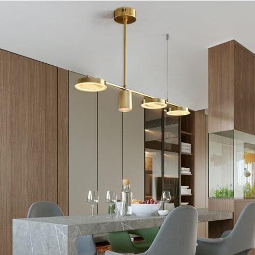 Copper Dining Room LED Chandelier Lighting Bedroom Kitchen Postmodern Deco Hanging Lamp Creative Relief Long Island Bar Fixtures