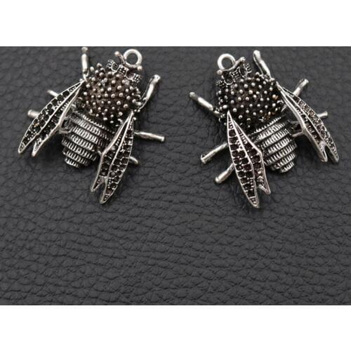 4pcs Horse Bee Metal Pendant, Insect Charms, 3D Modeling Charms, DIY Handmade Jewelry, Insect Lovers Gift, Silver Plated A2028