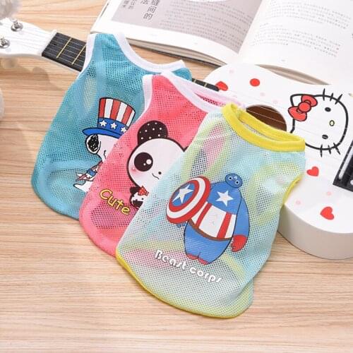 Cartoon Gridding Cloth Breathable Vest for Dog Sports Clothes Costume Vest Puppy Cats Coat Clothing For Dog T-Shirt Pet