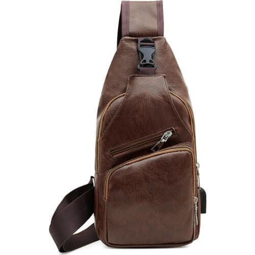 Men Chest Pack Messenger Sling Sport Travel Crossbody Shoulder Bag USB Charging Chest Phone Pouch Bag