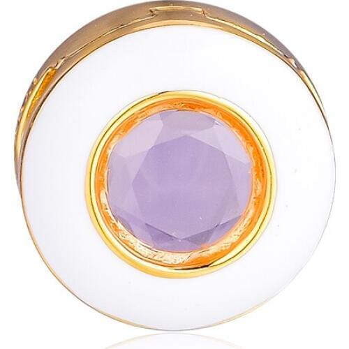 New Fashion Sterling Silver 925 Charms Original White Circle Clip Beads Fits Reflexions Bracelets on Hand Jewelry DIY Making