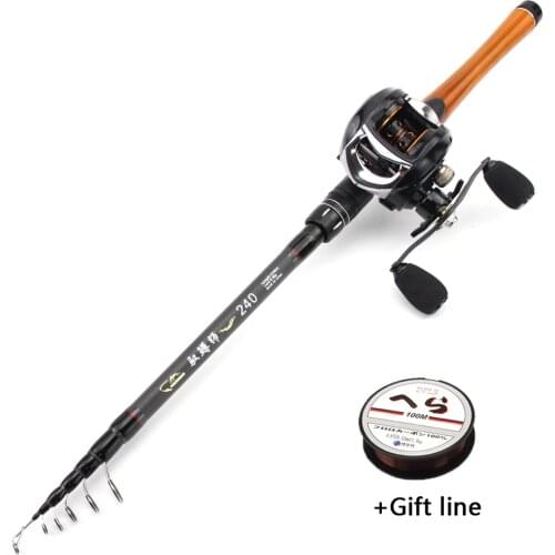 NEW 1.8m2.1m2.4m2.7m Portable Travel Outdoor sports telescopic fishing rod and Casting Reels Trout Carbon lure Rod fishing set