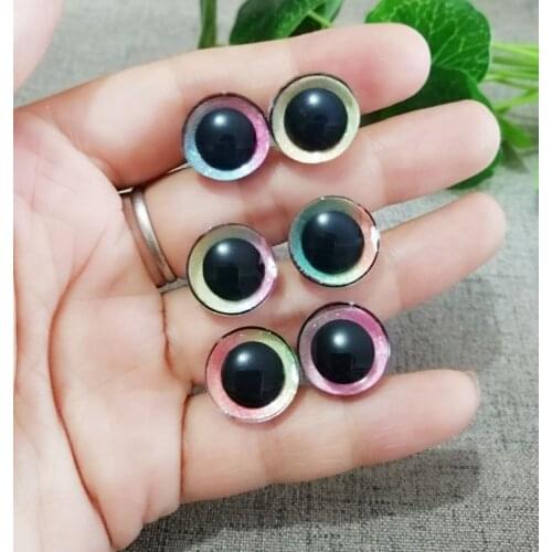 New design 16mm/20mm/25mm trapezoid plastic clear safety toy eyes+Rainbow glitter fabric +white washer for doll --20pcs/lot