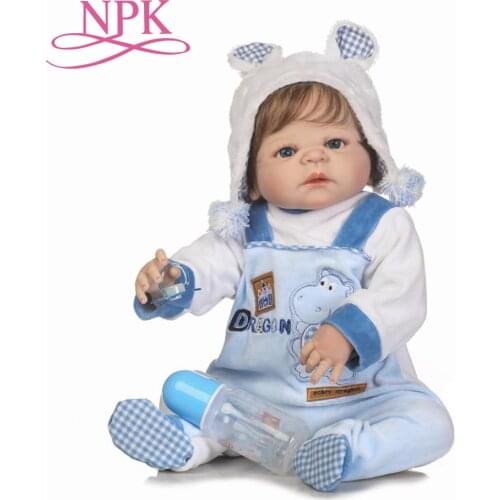 NPK 56cm lifelike reborn doll soft real gentle touch boy doll full vinyl silicone popular doll for children Birthday Gift