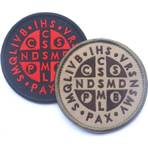 Saint Benedict Cross Patches Catholic St. Viking 3D Army USA Military Tactical Badge Embroidered Patches Stickers