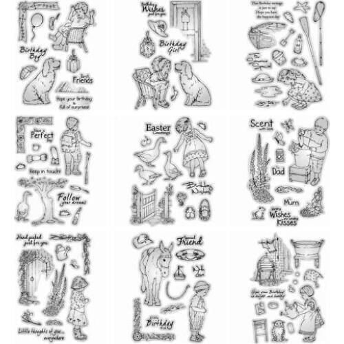 Rural Style Animal Boy Girl Clear Silicone Stamp Transparent DIY Card Album Embossing Scrapbooking Template New Stamp 201