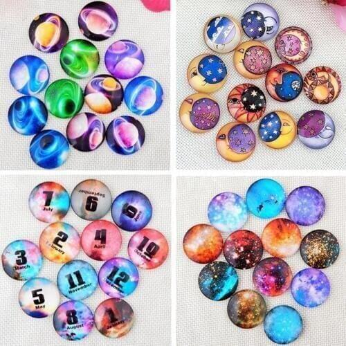 50PCS Mixed 10 Styles Time Gem Cosmic Starry Sky Snap Button Jewelry Charm Fit For 18mm DIY Snap Bracelet&Necklace Jewelry