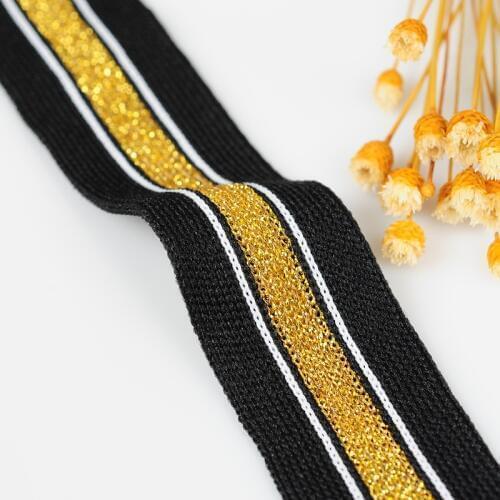 2M Silver/Gold Stripe Knitting Webbing 25mm Pants Side Ribbon Clothes Hat Bag Garment DIY Sewing Decoration Trim Accessories