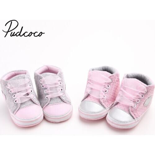 Newnorn Toddler Infant Baby Casual Shoes Girl Toddler Polka Dot Anti-slip Soft Sole Lace Up Crib Shoes Cute Baby First Walkers