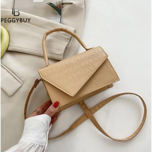 Vintage Pure Color Stone Pattern Shoulder Bag Casual Women PU Leather Handbags Small Shoulder Ladies Messenger Bag