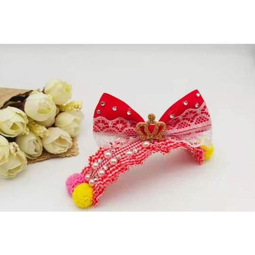 Pet Dog Accessories Teddy could Yorkshire Lace Pearl Hair lead the hoop hair hoop caps