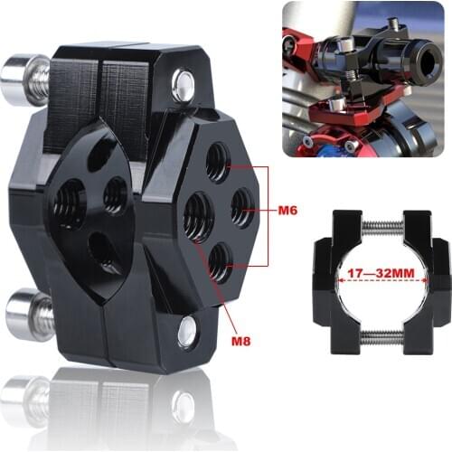 1pc Motorcycle Stent 7-23mm Bracket Bumper Clamp Auxiliary Double-sided screw hole Spotlight Clip Light Modification Accessories