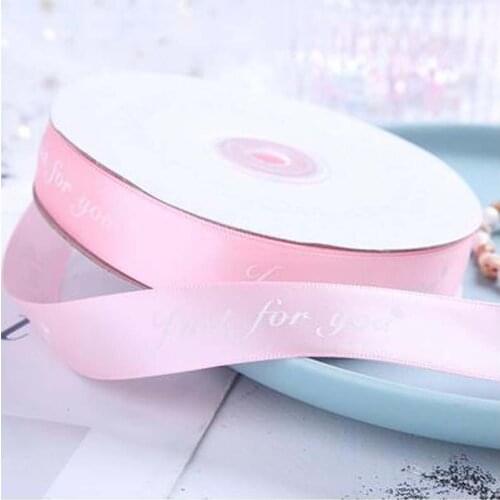 10MM Pink Just For You Printed Polyester Ribbon for Wedding Christmas Party Decorations Bow Craft Ribbons Gifts Wrapping