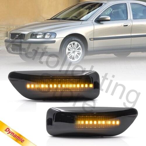 2PCS LED Dynamic Amber Turn Signal Lights Front Bumper Side Marker Lamps For Volvo XC90 XC70 S80 MK1 S60 Pre-Facelift 2003 2005