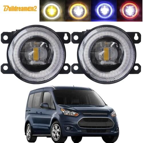 2 X Car Driver + Passenger Fog Light Assembly LED Lens Angel Eye DRL Daytime Running Lamp 30W H11 12V For Ford Transit Tourneo