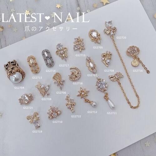 4pcs HIgh-End Latest Fingernail Accessories Big Zircon Nail Art Alloy Decorations Tassel Chain Nails Charm Jewelry
