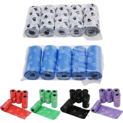 5Roll/Set Pet Waste Poop Bags Dog Cat Clean Up Refill Garbage Bag Dog Poop Bag Waste Bags Dispenser Outdoor Clean For Dogs