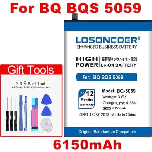 LOSONCOER 6150mAh BQS-5059 BQ-5059 Batteries For BQ BQS 5059 Mobile Phone Battery+Tracking Number
