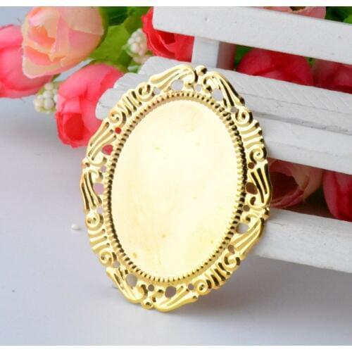 Free shipping 30Pcs Gold Plated Filigree Cabochon Setting Wraps Connectors Crafts Decoration DIY Embellishments 53x44mm J2866