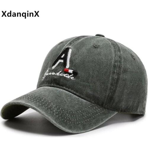 XdanqinX Snapback Cap Adjustable Size Men Women Letter Embroidery Baseball Caps Bone Washed Cotton Casual Sports Cap Couples Hat