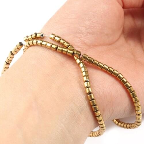 Color Retention Real Gold Plating Hematite Beads Natural Stones Cylinder Loose Beads for Jewelry Making DIY Bracelets Necklace