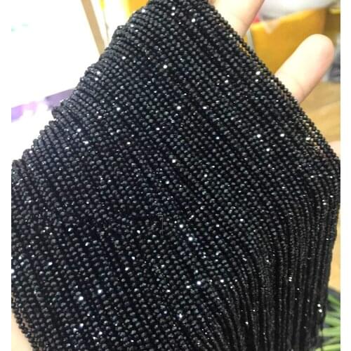 Loose beads black spinel roundel faceted 3*4mm 14" for DIY jewelry making FPPJ wholesale beads nature gem stone