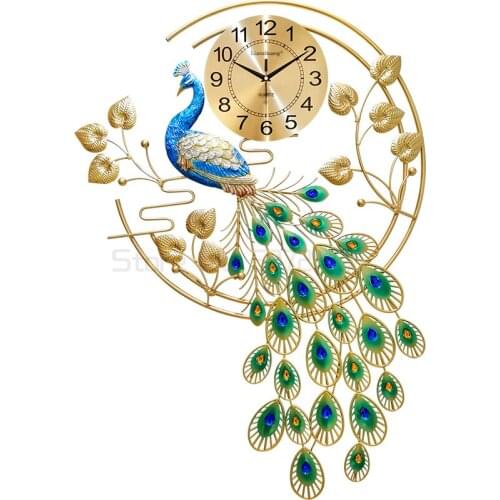 Peacock clock wall clock living room home fashion quiet modern decorative personality clock Phoenix clock wall home decor