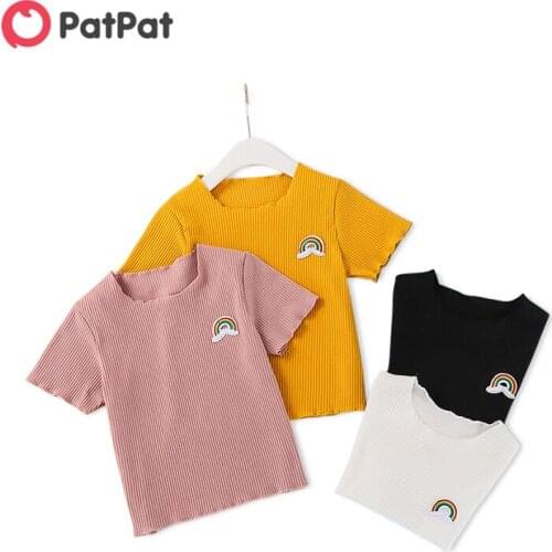 PatPat Baby/Toddler Rainbow Solid Tee with Wood Ear