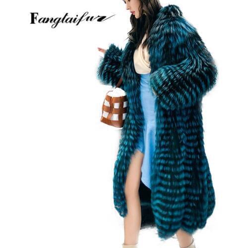 Fang Tai Fur 2019 Women Import Fox Fur Coat V-Neck Fox Fur Coat Full Sleeve Slim Soft Causal Womens Real Medium Fox Fur Coats