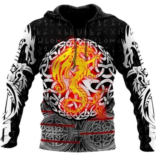 Dragon Nidhogg Viking Tattoo 3D Over Print Hoodies Men Women Harajuku Zipper Pullover Sweatshirt Unisex Casual Jacket Tracksuit