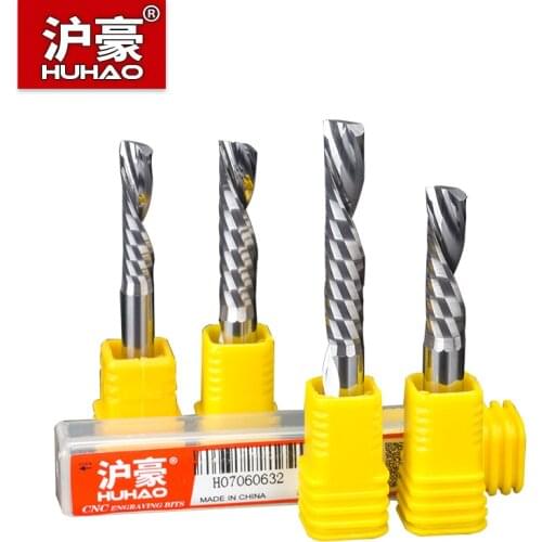 HUHAO 1PC Left Sprial CNC End Mill Shank 6mm 4mm One Flute Tungsten Steel For Acrylic PVC MDF Aluminium Carbide Milling Cutter