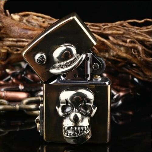 Personality Gasoline Lighter Clown Seiko DIY Toy Manual Welding Pure Copper Brass Kerosene Lighter