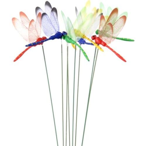 12Pcs Artificial Dragonfly Butterflies Garden Decoration Outdoor Simulation Dragonfly Stakes Yard Plant Lawn Decor Stick