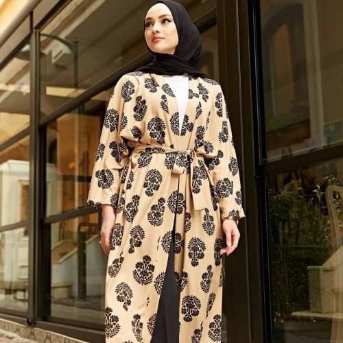 TUGBA Muslim Women Patterned Kimono Mink Cardigan İslamic outfit for Muslim
